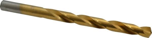 Chicago-Latrobe - 11/32" 135° High Speed Steel Jobber Drill - TiN Finish, Right Hand Cut, Spiral Flute, Straight Shank, 4-3/4" OAL, Split Point - Americas Industrial Supply