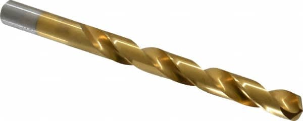 Chicago-Latrobe - 27/64" 135° High Speed Steel Jobber Drill - TiN Finish, Right Hand Cut, Spiral Flute, Straight Shank, 5-3/8" OAL, Split Point - Americas Industrial Supply