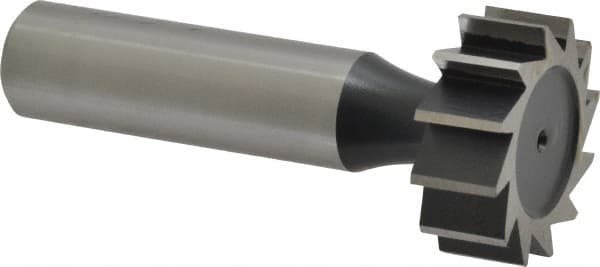 Interstate - 1" Diam x 3/8" Face Width, High Speed Steel, 12 Teeth, Shank Connection Woodruff Keyseat Cutter - Uncoated, 2-3/8" OAL x 1/2" Shank, Straight Teeth, ANSI 1208, Old Standard 152 - Americas Industrial Supply