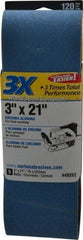 Norton - 3" Wide x 21" OAL, 120 Grit, Zirconia Alumina Abrasive Belt - Zirconia Alumina, Fine, Coated, Y Weighted Cloth Backing, Series 3X - Americas Industrial Supply