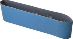 Norton - 3" Wide x 24" OAL, 120 Grit, Zirconia Alumina Abrasive Belt - Zirconia Alumina, Fine, Coated, Y Weighted Cloth Backing, Series 3X - Americas Industrial Supply