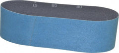 Norton - 3" Wide x 24" OAL, 80 Grit, Zirconia Alumina Abrasive Belt - Zirconia Alumina, Medium, Coated, Y Weighted Cloth Backing, Series 3X - Americas Industrial Supply