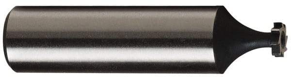 Made in USA - 7/8" Diam x 3/16" Face Width, Carbide-Tipped, 6 Teeth, Shank Connection Woodruff Keyseat Cutter - TiN Finish, 2-3/16" OAL x 1/2" Shank, Straight Teeth, ANSI 607, Old Standard 11 - Americas Industrial Supply