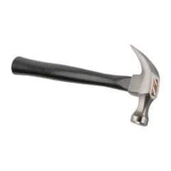 Stanley - 13/16 Lb Head, Curved Claw Nail Hammer - 12-19/64" OAL, Carbon Steel Head, Smooth Face, Wood Handle - Americas Industrial Supply