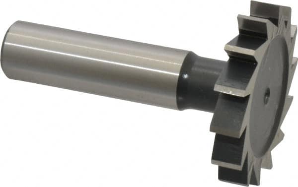 Interstate - 1-1/2" Diam x 1/4" Face Width, Cobalt, 16 Teeth, Shank Connection Woodruff Keyseat Cutter - Uncoated, 2-1/4" OAL x 1/2" Shank, Straight Teeth, ANSI 812, Old Standard 24 - Americas Industrial Supply