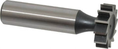 Interstate - 7/8" Diam x 1/4" Face Width, High Speed Steel, 10 Teeth, Shank Connection Woodruff Keyseat Cutter - Uncoated, 2-1/4" OAL x 1/2" Shank, Straight Teeth, ANSI 807, Old Standard A - Americas Industrial Supply