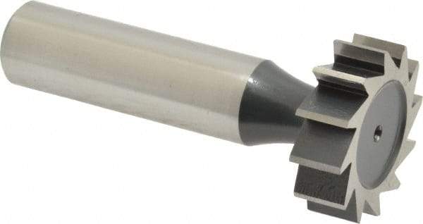 Interstate - 1" Diam x 5/16" Face Width, High Speed Steel, 12 Teeth, Shank Connection Woodruff Keyseat Cutter - Uncoated, 2-5/16" OAL x 1/2" Shank, Straight Teeth, ANSI 1008, Old Standard B - Americas Industrial Supply
