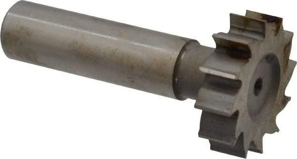 Interstate - 1-1/8" Diam x 5/16" Face Width, High Speed Steel, 12 Teeth, Shank Connection Woodruff Keyseat Cutter - Uncoated, 2-5/16" OAL x 1/2" Shank, Straight Teeth, ANSI 1009, Old Standard C - Americas Industrial Supply