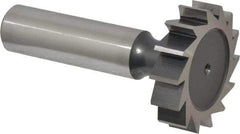Interstate - 1-1/4" Diam x 5/16" Face Width, High Speed Steel, 14 Teeth, Shank Connection Woodruff Keyseat Cutter - Uncoated, 2-5/16" OAL x 1/2" Shank, Straight Teeth, ANSI 1010, Old Standard D - Americas Industrial Supply