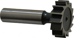 Interstate - 1-1/4" Diam x 3/8" Face Width, High Speed Steel, 14 Teeth, Shank Connection Woodruff Keyseat Cutter - Uncoated, 2-3/8" OAL x 1/2" Shank, Straight Teeth, ANSI 1210, Old Standard E - Americas Industrial Supply