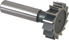 Interstate - 1-3/8" Diam x 3/8" Face Width, High Speed Steel, 14 Teeth, Shank Connection Woodruff Keyseat Cutter - Uncoated, 2-3/8" OAL x 1/2" Shank, Straight Teeth, ANSI 1211, Old Standard F - Americas Industrial Supply