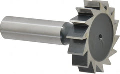 Interstate - 1-1/2" Diam x 3/8" Face Width, High Speed Steel, 16 Teeth, Shank Connection Woodruff Keyseat Cutter - Uncoated, 2-3/8" OAL x 1/2" Shank, Straight Teeth, ANSI 1212, Old Standard G - Americas Industrial Supply