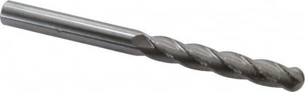 OSG - 1/2" Diam, 3" LOC, 4 Flute Solid Carbide Ball End Mill - Uncoated, Single End, 6" OAL, 1/2" Shank Diam, Spiral Flute - Americas Industrial Supply