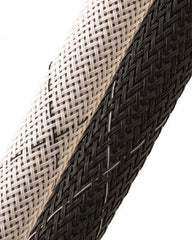 Techflex - Black/White Braided Expandable Cable Sleeve - 50' Coil Length, -103 to 257°F - Americas Industrial Supply