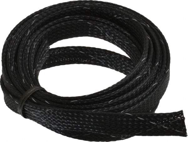 Techflex - Black/White Braided Expandable Cable Sleeve - 10' Coil Length, -103 to 257°F - Americas Industrial Supply