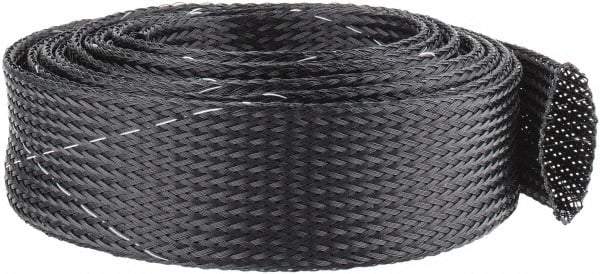 Techflex - Black/White Braided Expandable Cable Sleeve - 10' Coil Length, -103 to 257°F - Americas Industrial Supply