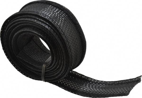 Techflex - Black Braided Cable Sleeve - 10' Coil Length, -103 to 257°F - Americas Industrial Supply