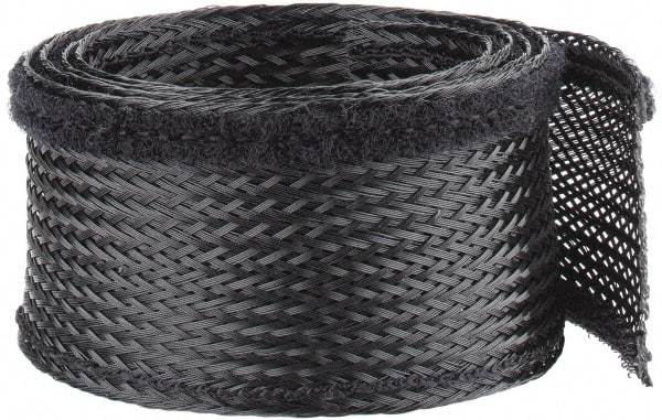 Techflex - Black Braided Cable Sleeve - 3' Coil Length, -103 to 257°F - Americas Industrial Supply