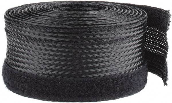 Techflex - Black Braided Cable Sleeve - 10' Coil Length, -103 to 257°F - Americas Industrial Supply