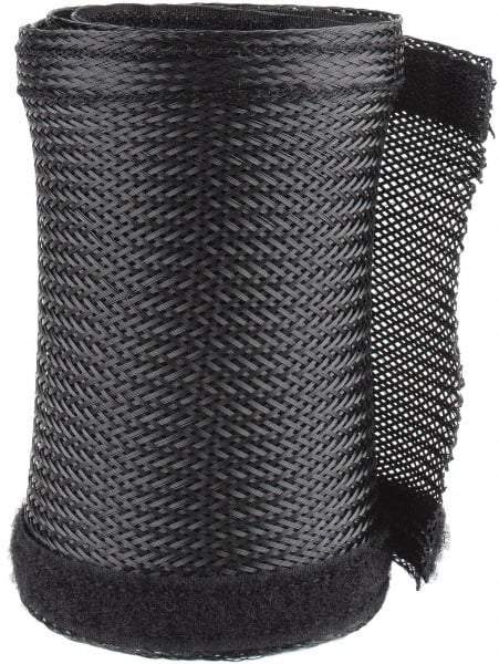 Techflex - Black Braided Cable Sleeve - 3' Coil Length, -103 to 257°F - Americas Industrial Supply