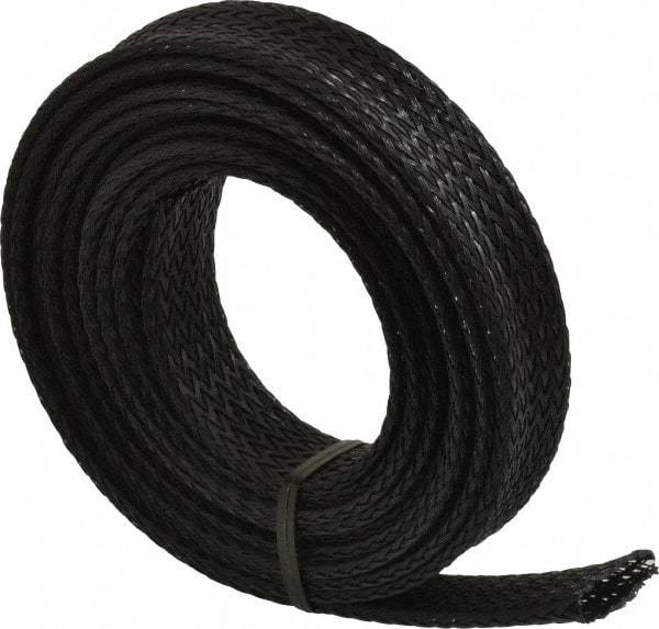 Techflex - Black Braided Expandable Cable Sleeve - 10' Coil Length, -103 to 257°F - Americas Industrial Supply