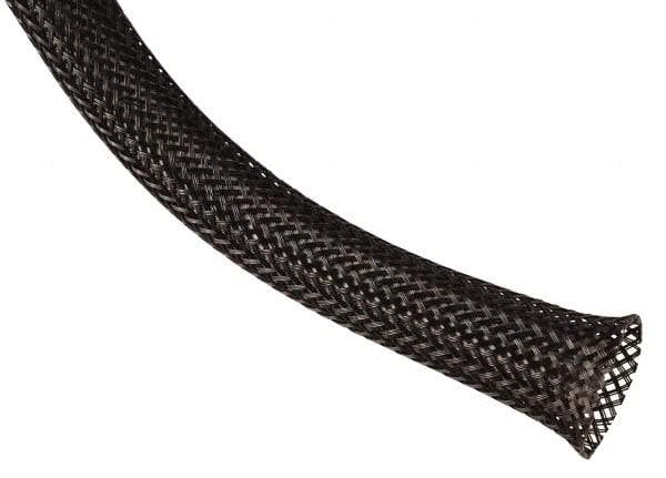 Techflex - Black Braided Expandable Cable Sleeve - 500' Coil Length, -103 to 257°F - Americas Industrial Supply