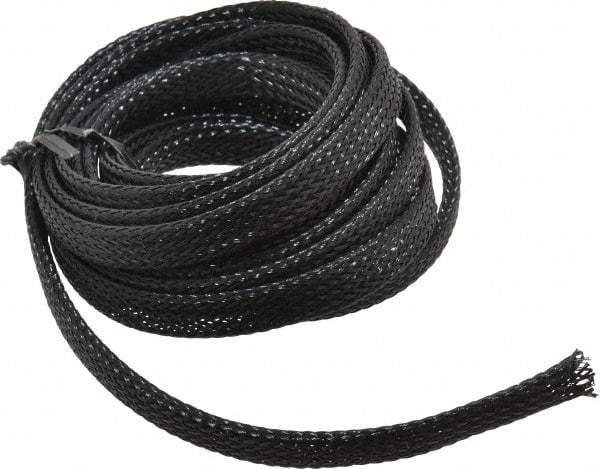 Techflex - Black Braided Expandable Cable Sleeve - 10' Coil Length, -103 to 257°F - Americas Industrial Supply