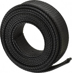 Techflex - Black Braided Expandable Cable Sleeve - 10' Coil Length, -103 to 257°F - Americas Industrial Supply