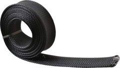 Techflex - Black Braided Expandable Cable Sleeve - 10' Coil Length, -103 to 257°F - Americas Industrial Supply