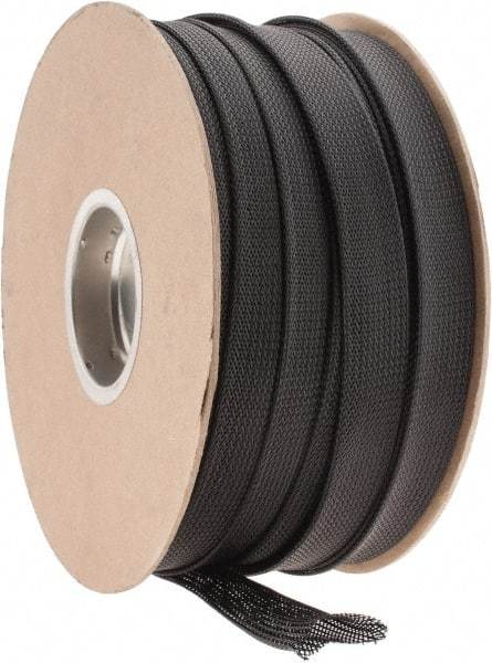 Techflex - Black Braided Expandable Cable Sleeve - 250' Coil Length, -103 to 257°F - Americas Industrial Supply