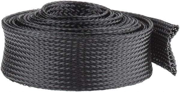 Techflex - Black Braided Expandable Cable Sleeve - 10' Coil Length, -103 to 257°F - Americas Industrial Supply