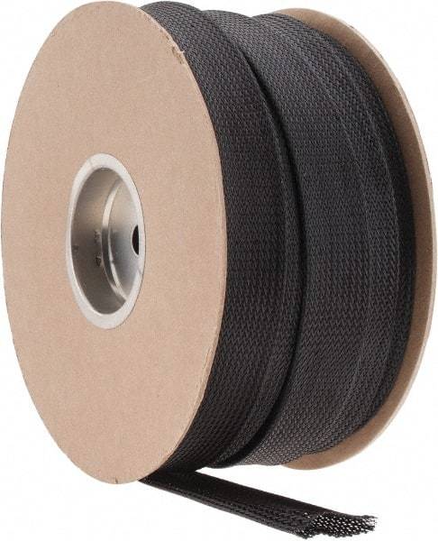 Techflex - Black Braided Expandable Cable Sleeve - 200' Coil Length, -103 to 257°F - Americas Industrial Supply