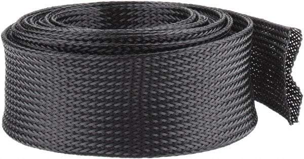 Techflex - Black Braided Expandable Cable Sleeve - 10' Coil Length, -103 to 257°F - Americas Industrial Supply