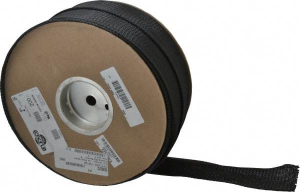 Techflex - Black Braided Expandable Cable Sleeve - 200' Coil Length, -103 to 257°F - Americas Industrial Supply