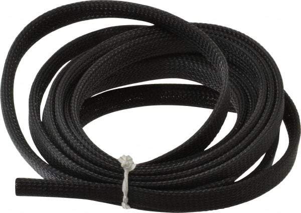 Techflex - Black Braided Expandable Cable Sleeve - 10' Coil Length, -103 to 257°F - Americas Industrial Supply