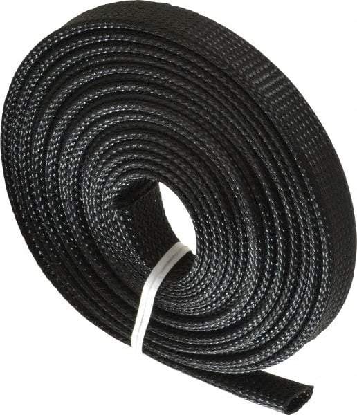 Techflex - Black Braided Expandable Cable Sleeve - 10' Coil Length, -103 to 257°F - Americas Industrial Supply