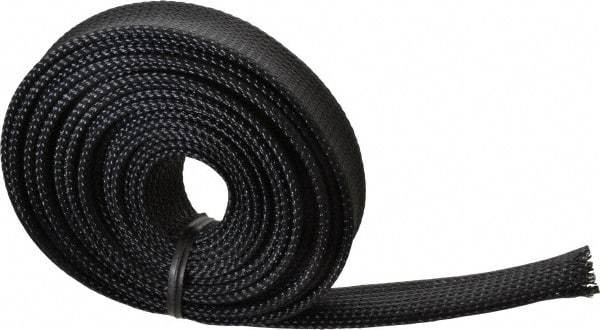 Techflex - Black Braided Expandable Cable Sleeve - 10' Coil Length, -103 to 257°F - Americas Industrial Supply