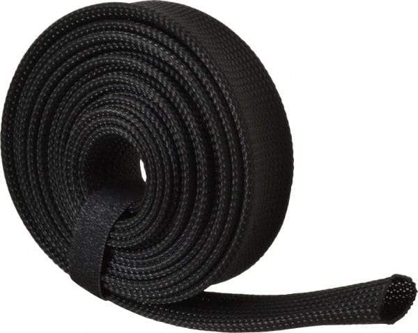 Techflex - Black Braided Expandable Cable Sleeve - 10' Coil Length, -103 to 257°F - Americas Industrial Supply