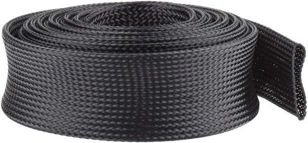 Techflex - Black Braided Expandable Cable Sleeve - 10' Coil Length, -103 to 257°F - Americas Industrial Supply