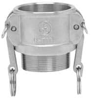 EVER-TITE Coupling Products - 3" Aluminum Cam & Groove Suction & Discharge Hose Female Coupler Male NPT Thread - Part B, 3" Thread, 125 Max psi - Americas Industrial Supply