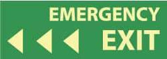 NMC - Emergency Exit, Plastic Exit Sign - 14" Wide x 5" High, Glow-in-the-Dark - Americas Industrial Supply