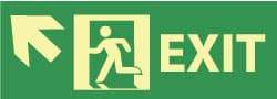 NMC - Exit, Pressure Sensitive Vinyl Exit Sign - 14" Wide x 5" High, Glow-in-the-Dark - Americas Industrial Supply