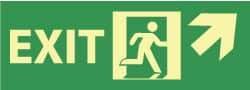 NMC - Exit, Pressure Sensitive Vinyl Exit Sign - 14" Wide x 5" High, Glow-in-the-Dark - Americas Industrial Supply