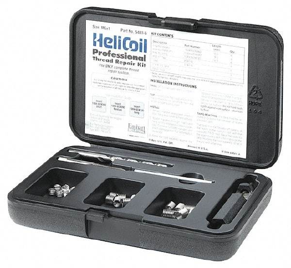 Heli-Coil - 12 Inserts, M9x1.25 Metric Coarse, Thread Repair Kit - 16.5mm Insert Length - Exact Industrial Supply