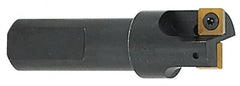 Cutting Tool Technologies - 1/2" Cut Diam, 0.23" Max Depth of Cut, 1/2" Shank Diam, 2.62" OAL, Indexable Square Shoulder Centercutting End Mill - SDEB 21.51 Inserts, Flatted Shank, 90° Lead Angle, Through Coolant - Americas Industrial Supply