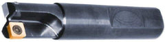 Cutting Tool Technologies - 3/8" Cut Diam, 0.23" Max Depth of Cut, 3/8" Shank Diam, 2-1/4" OAL, Indexable Square Shoulder End Mill - SDEB 21.51 Inserts, Weldon Shank, 90° Lead Angle, Through Coolant - Americas Industrial Supply