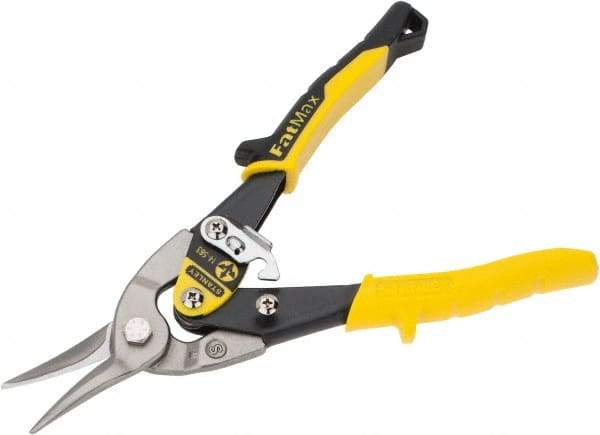 Stanley - 1-3/4" Length of Cut, Straight Pattern Aviation Snip - 10" OAL, Slip-Resistant Bi-Material Palm Cushion Grip Handle, 18 AWG Steel Capacity - Americas Industrial Supply