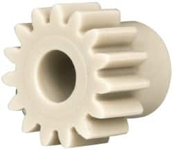 Made in USA - 20 Pitch, 3/4" Pitch Diam, 0.85" OD, 15 Tooth Spur Gear - 3/8" Face Width, 5/16" Bore Diam, 19/32" Hub Diam, 20° Pressure Angle, Acetal - Americas Industrial Supply