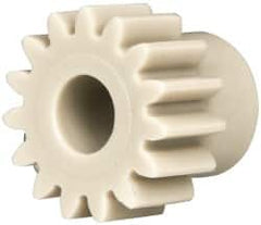 Made in USA - 20 Pitch, 3/4" Pitch Diam, 0.85" OD, 15 Tooth Spur Gear - 3/8" Face Width, 5/16" Bore Diam, 19/32" Hub Diam, 20° Pressure Angle, Acetal - Americas Industrial Supply