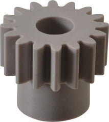 Made in USA - 20 Pitch, 0.8" Pitch Diam, 0.9" OD, 16 Tooth Spur Gear - 3/8" Face Width, 5/16" Bore Diam, 39/64" Hub Diam, 20° Pressure Angle, Acetal - Americas Industrial Supply